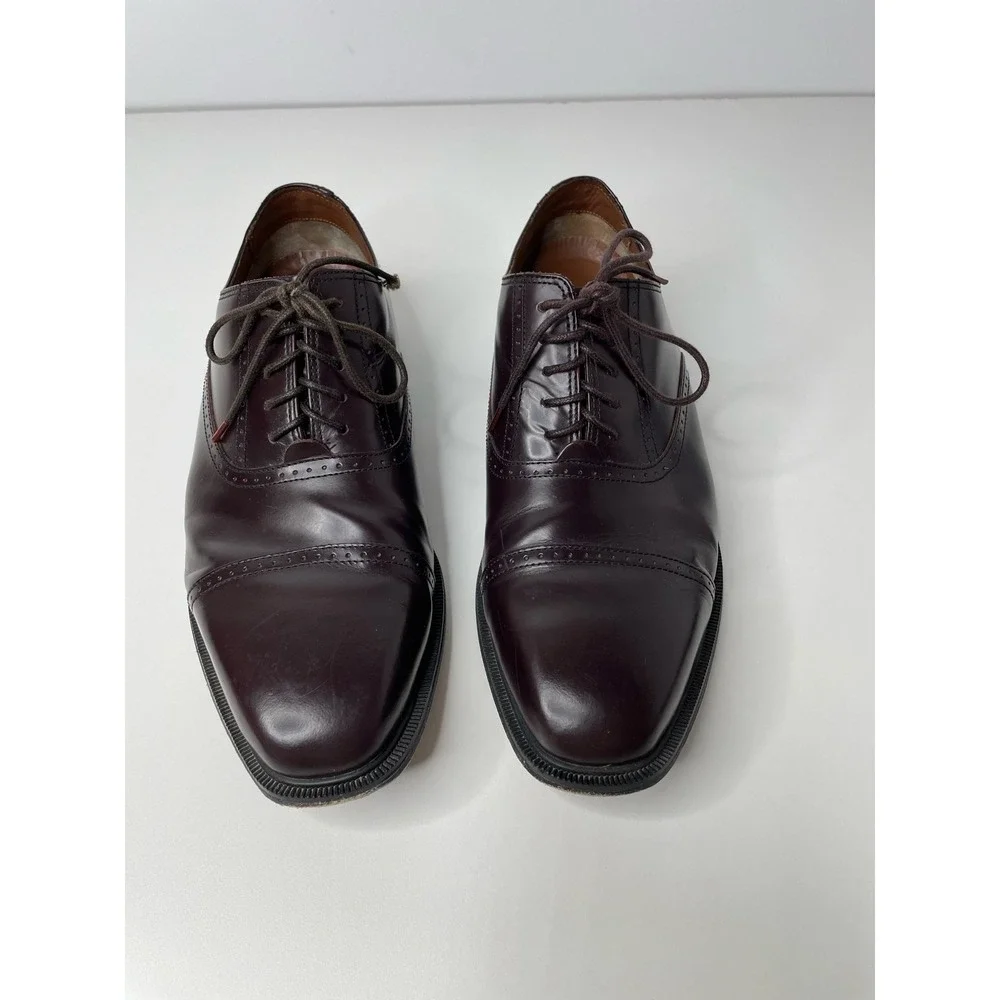 Rockport Mens Burgundy Leather Cap Toe Oxford Dress Shoes Dark Academia 11 W